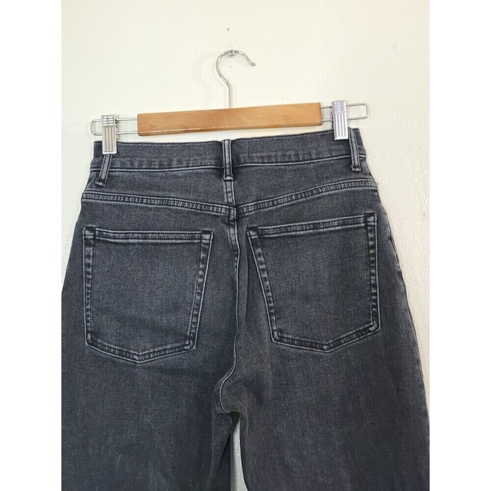 Everlane High Rise Straight Ankle Jeans Womens 27 Black Raw Hem Stretch Denim - Picture 7 of 12